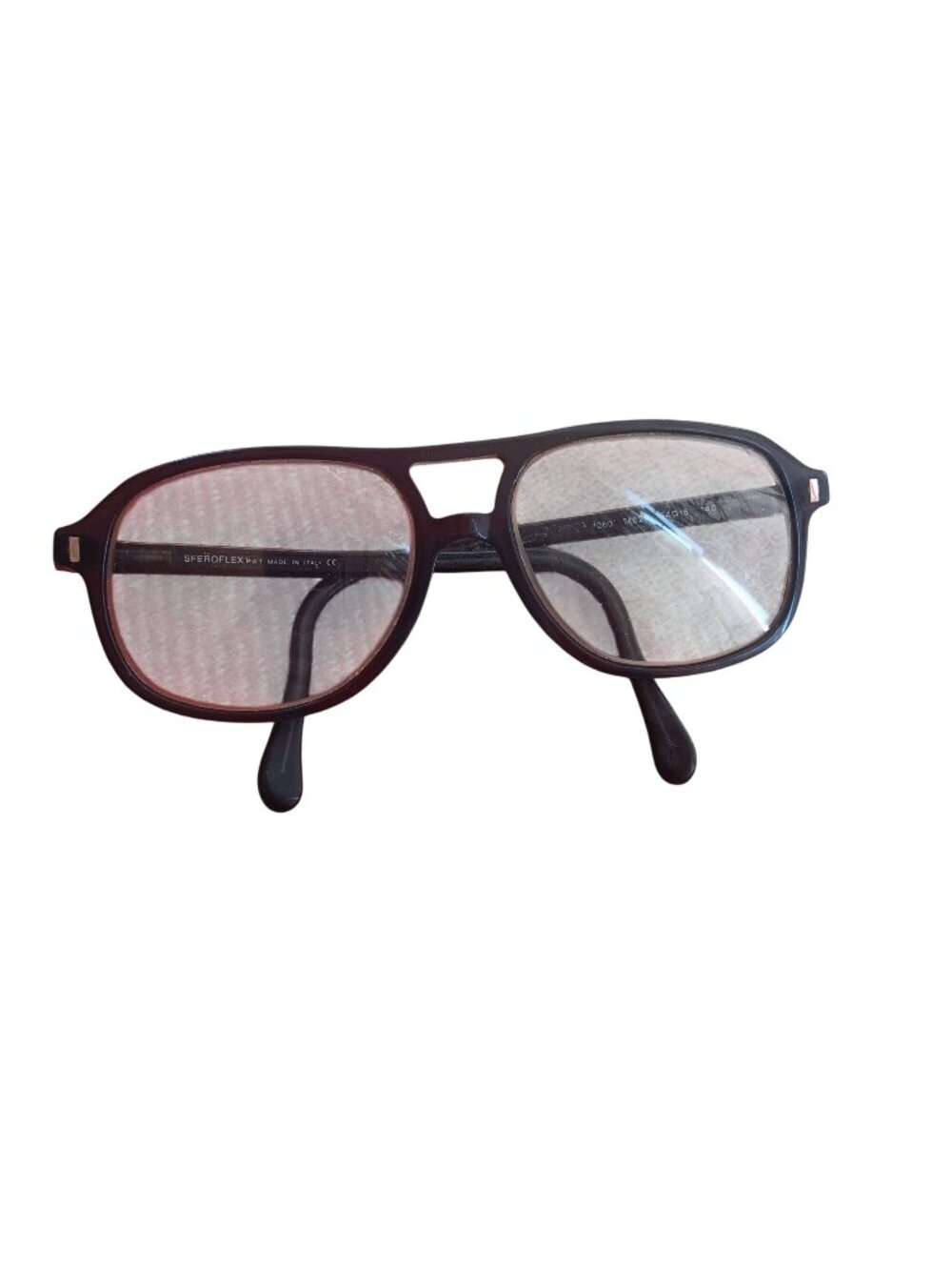 Vintage Sferoflex Italy Black Retro AviatorEyeglasses Frames 54-16-140 1970's